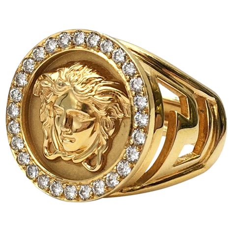 versace gold diamond ring|Versace ring real gold.